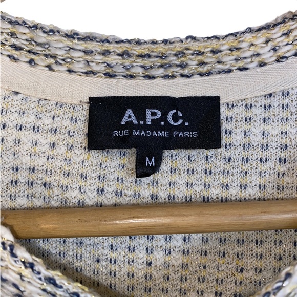 A.P.C. Rue Madame Paris Tweed Sweater Dress White/Blue/Sparkle Womens M - Picture 2 of 7